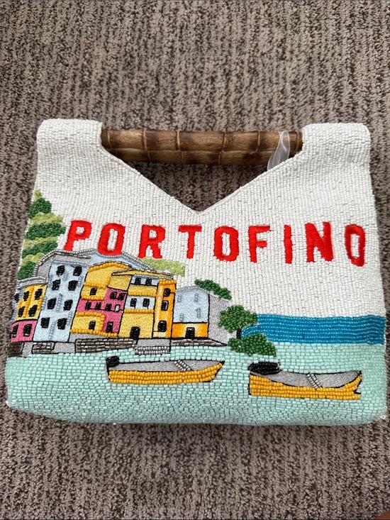T.J.Maxx Handbags - T.J.Maxx White Beaded Portofino Mini Bag with Multicolor Embroidery